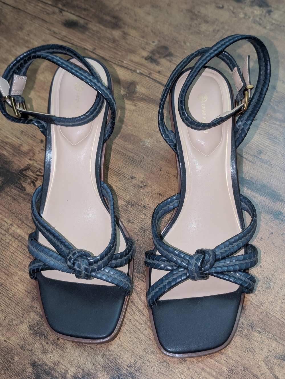 Giani Bernini Braided Strap Black Women's Ankle-Strap Sandals